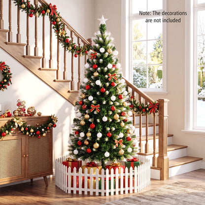1.8m Artificial Fiber Optic Christmas Tree with Branch Tips and Warm White LED Lights Star Tree Topper