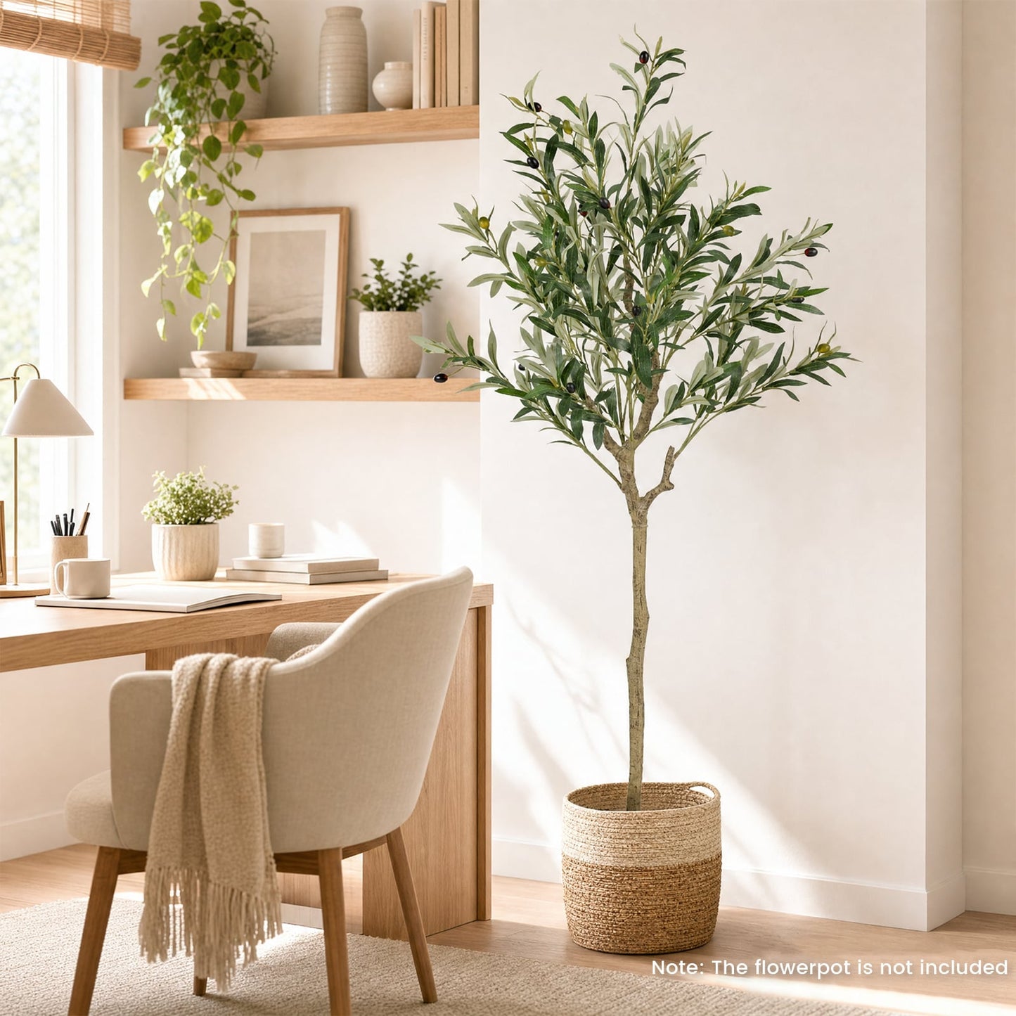 1 Piece 150 cm Artificial Olive Tree with 24 Olive Fruits and 576 Silk Leaves