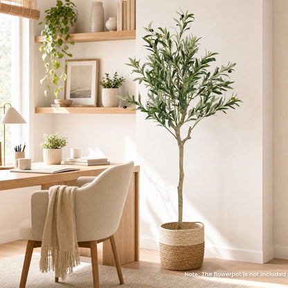 1 Piece 150 cm Artificial Olive Tree with 24 Olive Fruits and 576 Silk Leaves