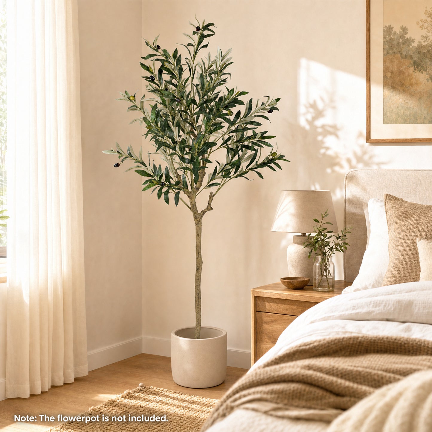 1 Piece 150 cm Artificial Olive Tree with 24 Olive Fruits and 576 Silk Leaves