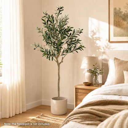 1 Piece 150 cm Artificial Olive Tree with 24 Olive Fruits and 576 Silk Leaves