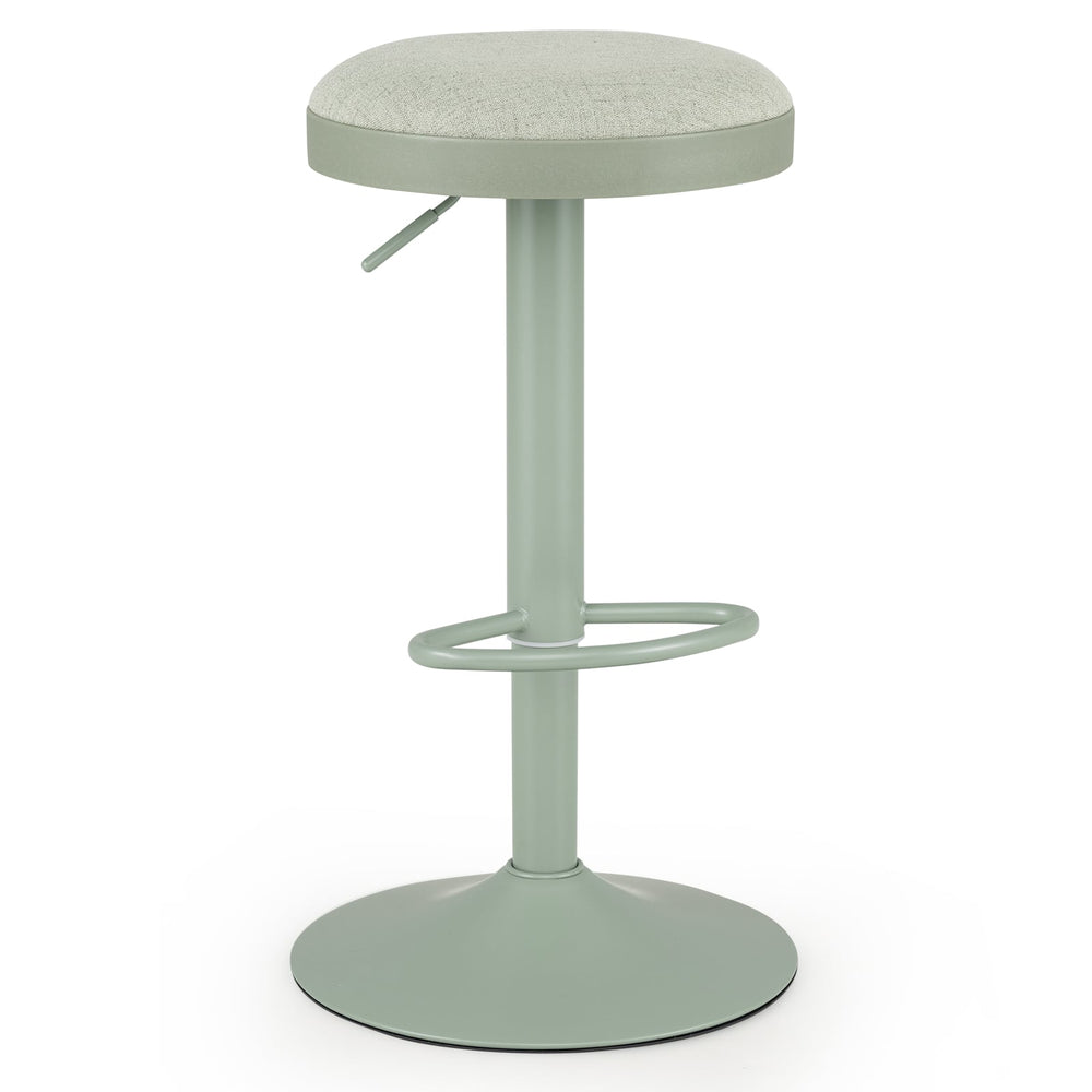 1 Piece Kitchen Bar Stool with Height Adjustment and D-Shaped Footrest-Green