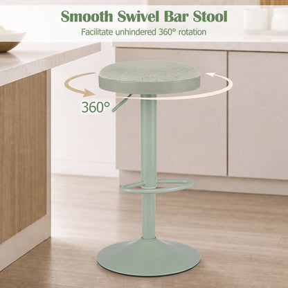1 Piece Kitchen Bar Stool with Height Adjustment and D-Shaped Footrest-Green