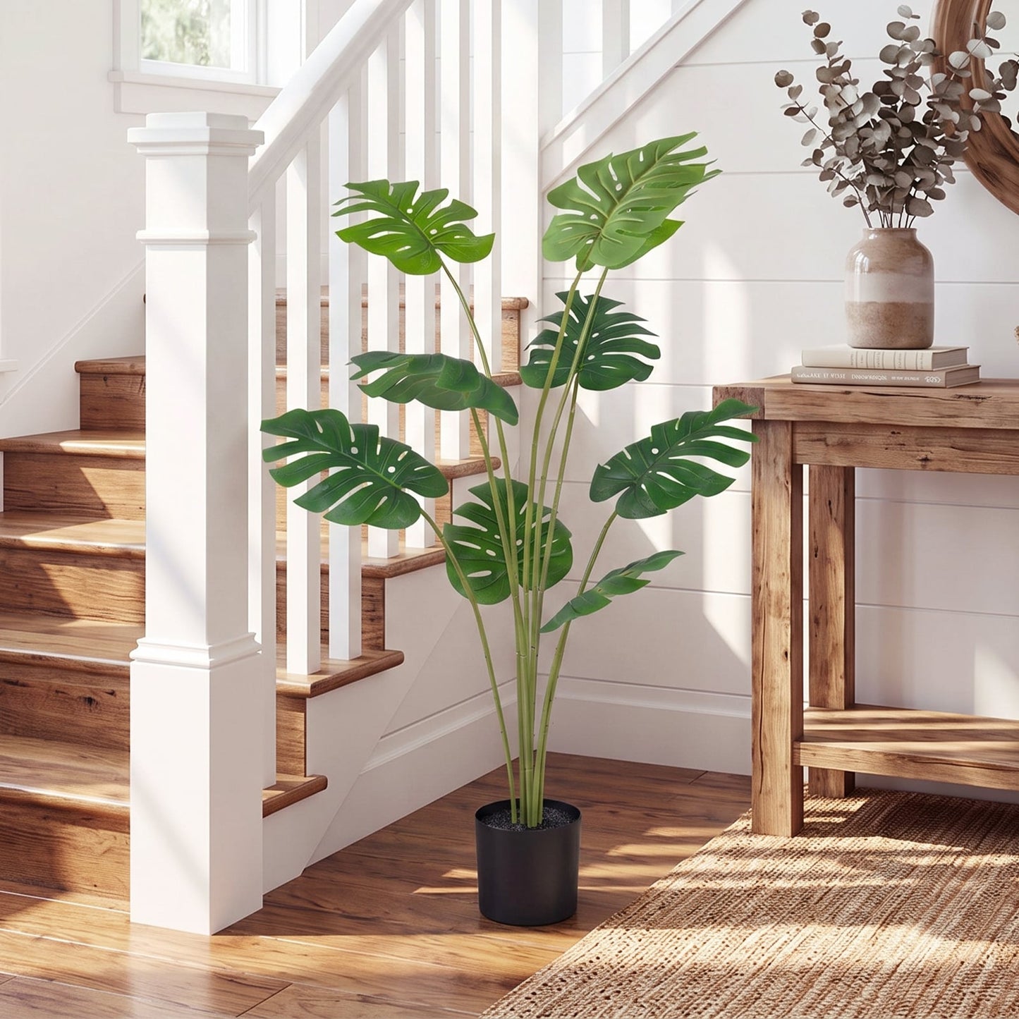 1 Pieces 120 cm Artificial Monstera Deliciosa Plant in Pot