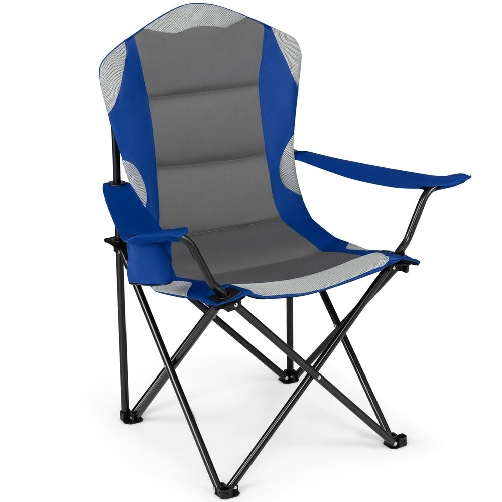 1 Pieces Folding Camping Chairs for Adults with Cup Holders-Navy