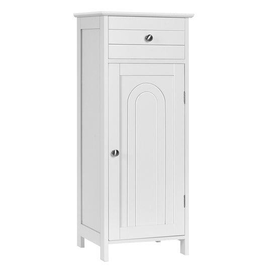 1-Door Freestanding Bathroom Storage Cabinet with Drawer and Adjustable Shelves-White - Furniture Gold