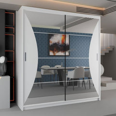 Caledonia Sliding Door Mirror Wardrobe - White, Grey, Black or 150cm and 203cm