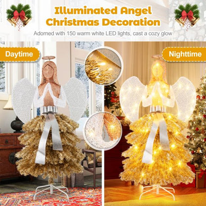 1.57M Lighted Christmas Angel Tree  with Hands Clasped in Prayer