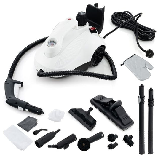 1.8L Steam Cleaner 2000W with 15 Piece Accessory Set-White