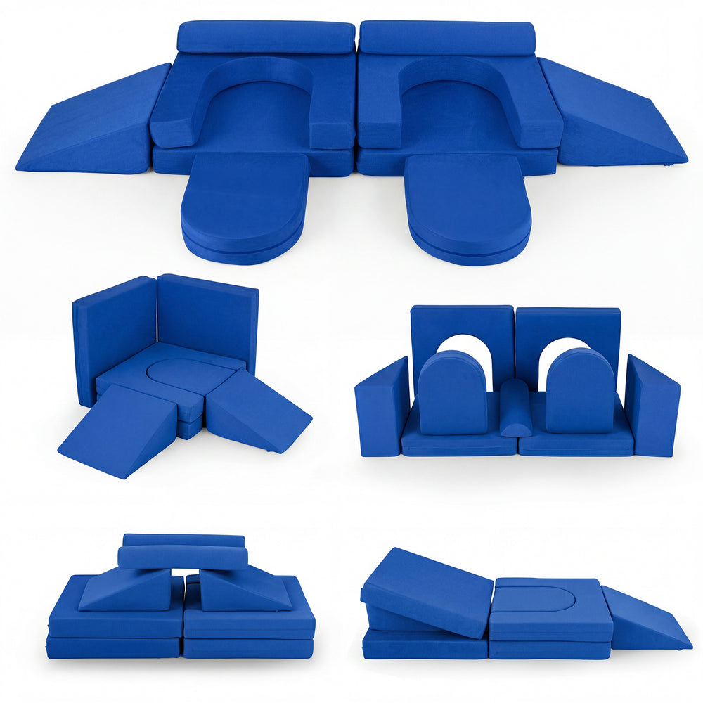 10 PCS Modular Kids Play Couch Toddler Climb and Crawl Foam Playset-Navy