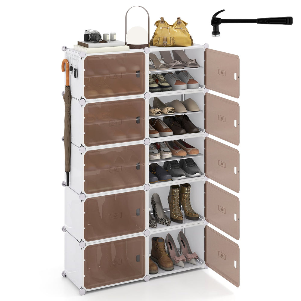 10 Tier Shoe Storage Cabinet with Removable Shelves