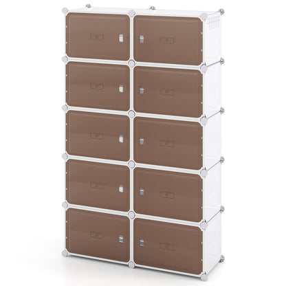 10 Tier Shoe Storage Cabinet with Removable Shelves