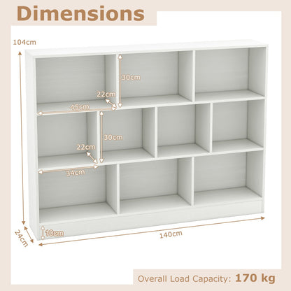 10-Cube Bookshelf with 2 Anti-Tipping Kits for Living Room Kid’s Room-White