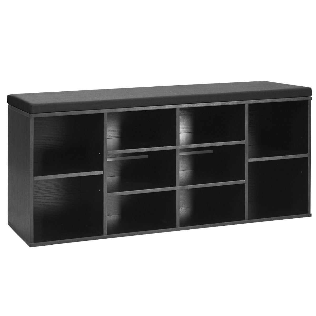 10-Cube Storage Bench Cabinet with Adjustable Shelves-Black