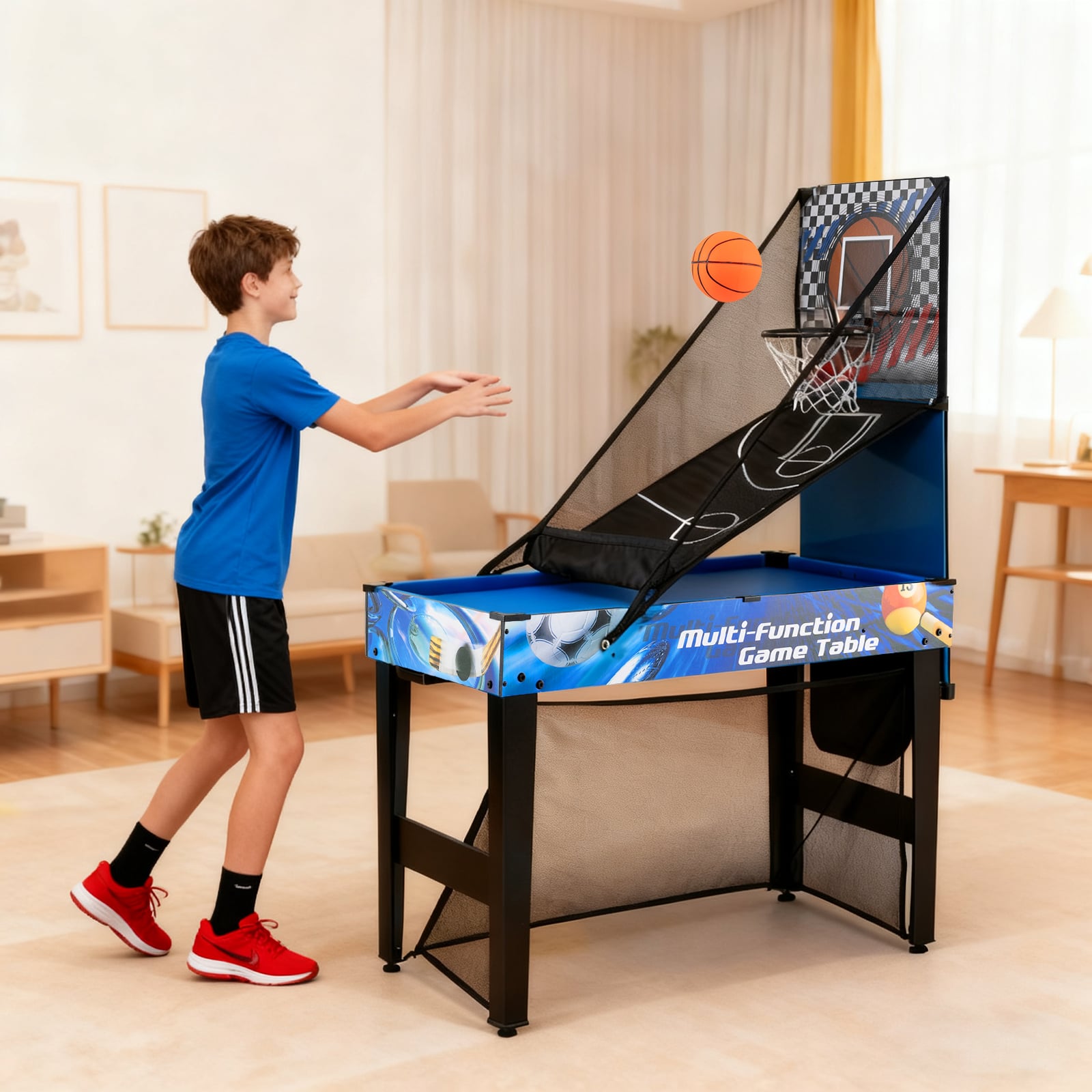 10-in-1 Combo Game Table Set with Storage Bag and Accessories-Blue
