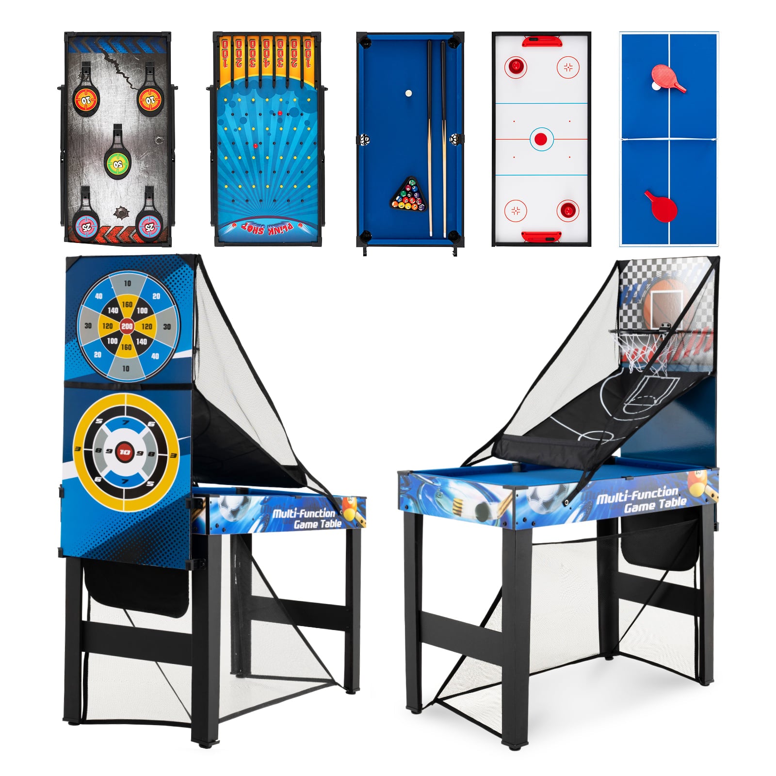 10-in-1 Combo Game Table Set with Storage Bag and Accessories-Blue