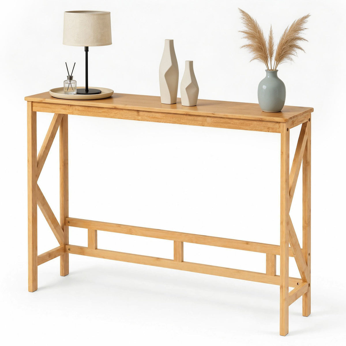 100 cm Bamboo Console Table for Narrow Entryway-Natural