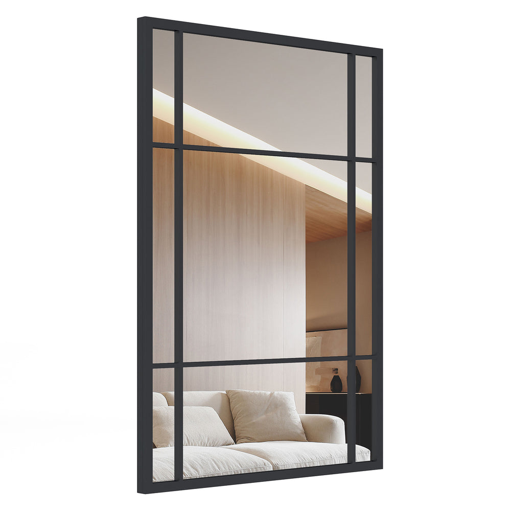 100 cm x 70 cm Wall Mounted Mirror Metal Framed Hanging Mirror for Living Room-Black