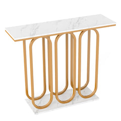 100 CM Faux Marble Entryway Table with Adjustable Foot Pads-White