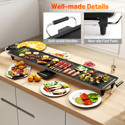 100 × 22cm Electric Griddle with 2 Nonstick Surfaces