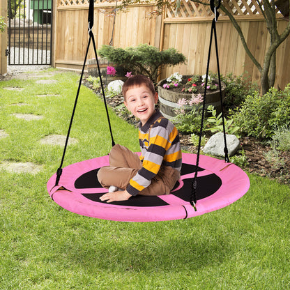 100cm Children Flying Saucer Tree Swing with Adjustable Rope-Pink