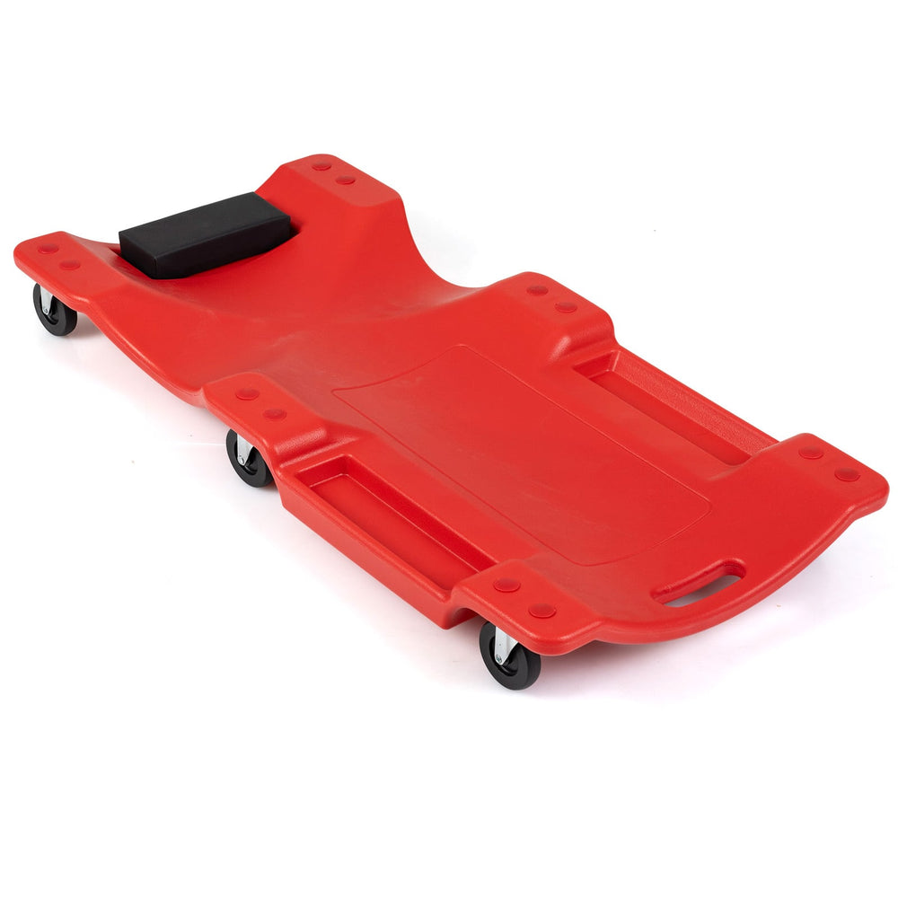 101 CM Low Profile Rolling Garage Creeper with Padded Headrest-Red