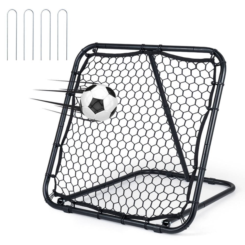 101 x 101 cm Football Rebounder with 7 Adjustable Angles and 4 Ground Stakes