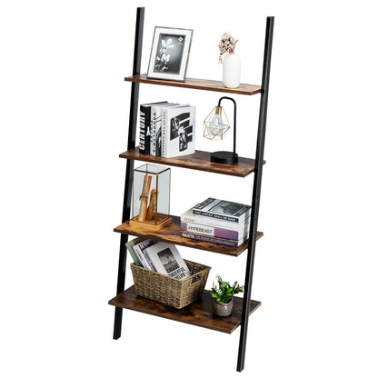 4 Tier Rustic Leaning Wall Display Unit