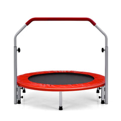 101cm Foldable Trampoline with 4-Level Adjustable Handle for Adults-Red