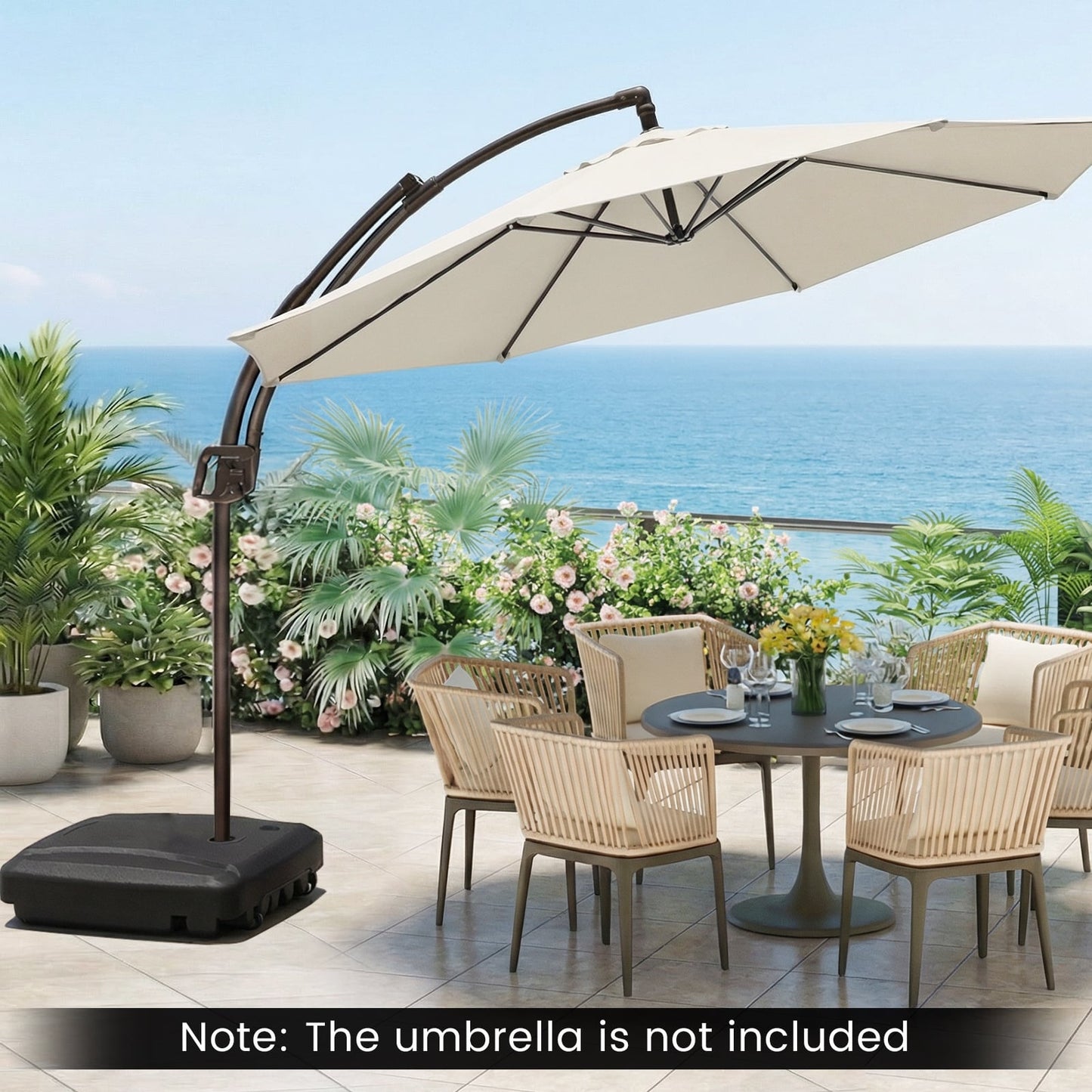 102 kg Cantilever Patio Umbrella Base with Wheels and Crossed Base