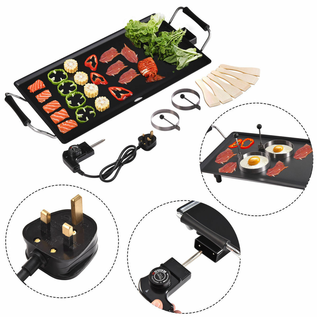 48 x 27cm Electric Teppanyaki Table Griddle