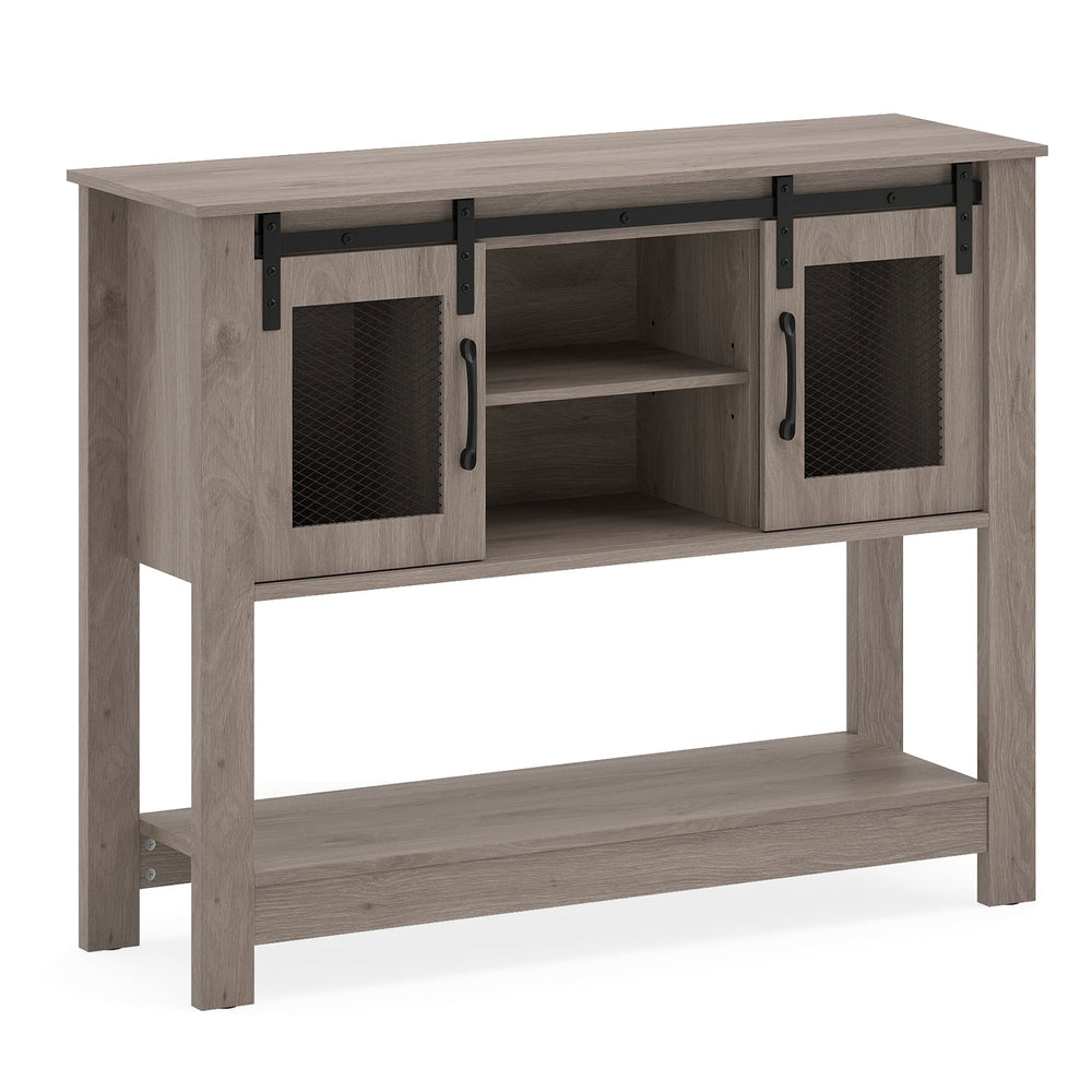 102CM Small Entryway Table with Barn Sliding Doors-Grey
