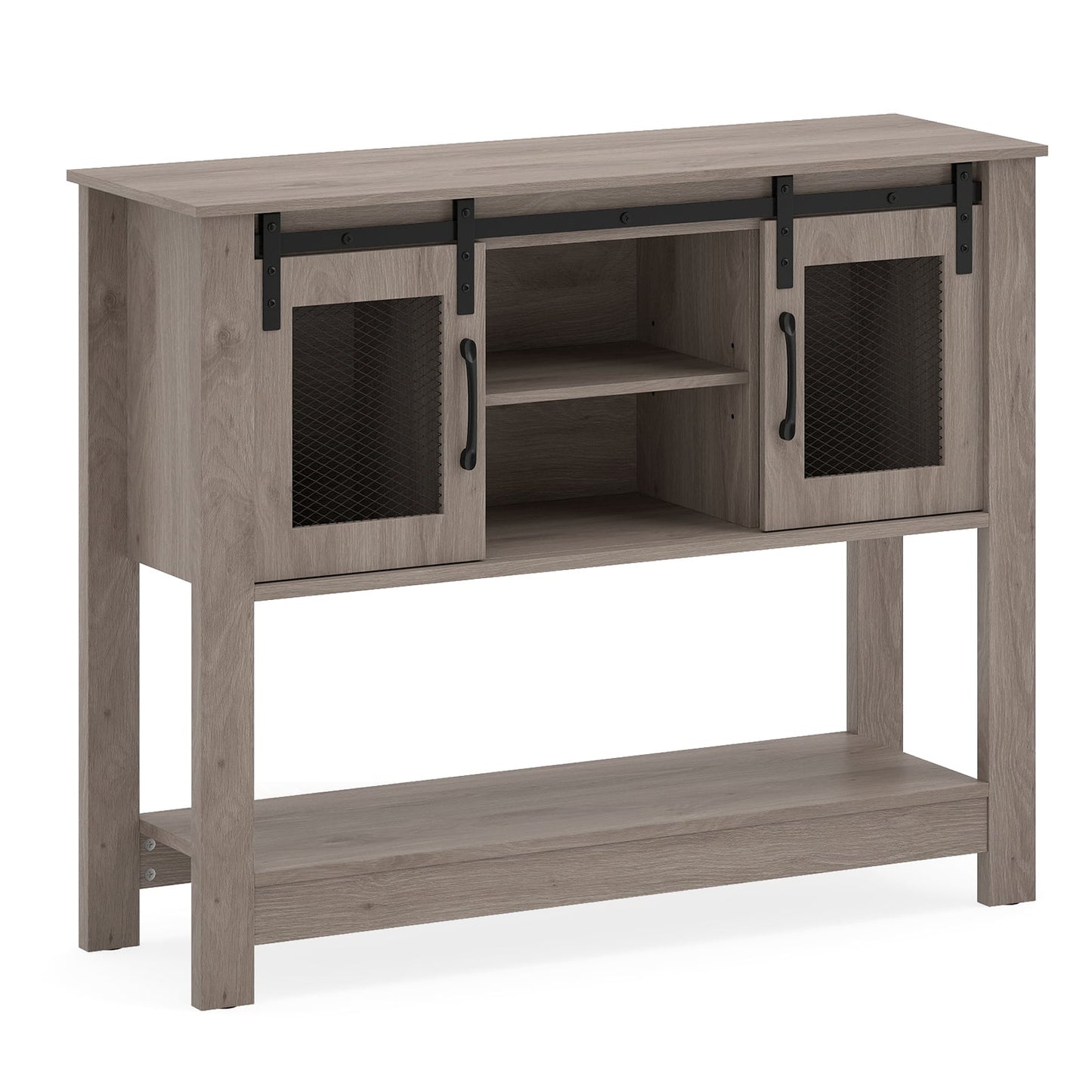 102CM Small Entryway Table with Barn Sliding Doors-Grey