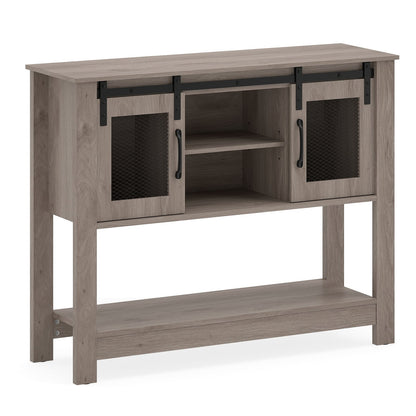 102CM Small Entryway Table with Barn Sliding Doors-Grey