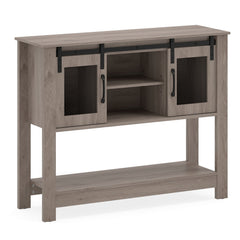 102CM Small Entryway Table with Barn Sliding Doors-Grey