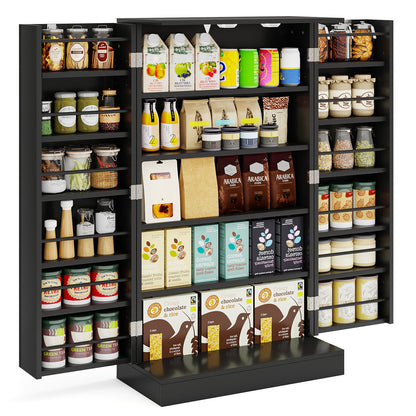 104cm Tall Kitchen Pantry Storage Cabinet with Doors and Adjustable Shelves-Black