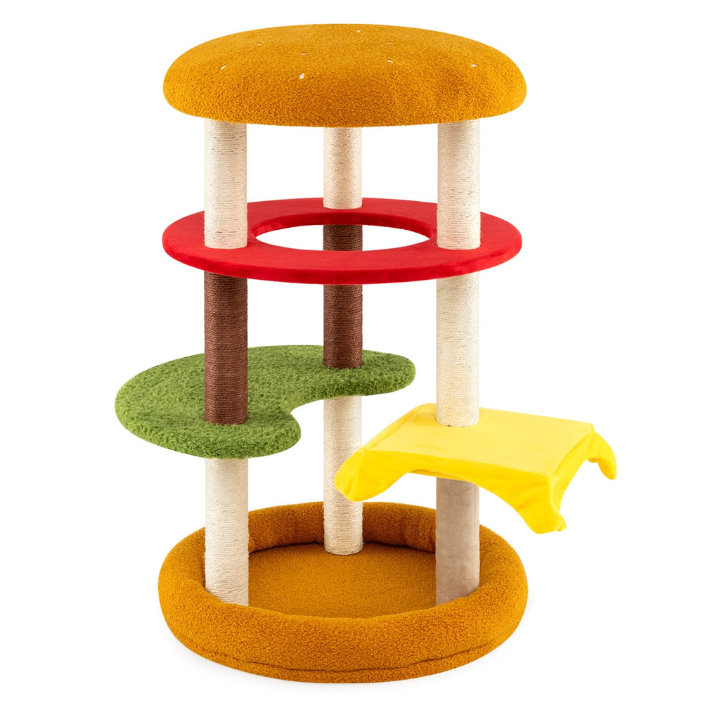 106 cm Modern Cat Tree with Padded Perch and Sisal Post for Indoor-Yellow