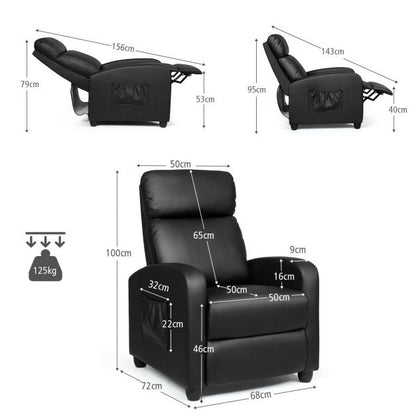 Modern Recliner Sofa Lounge / Adjustable Backrest Armchair-Black