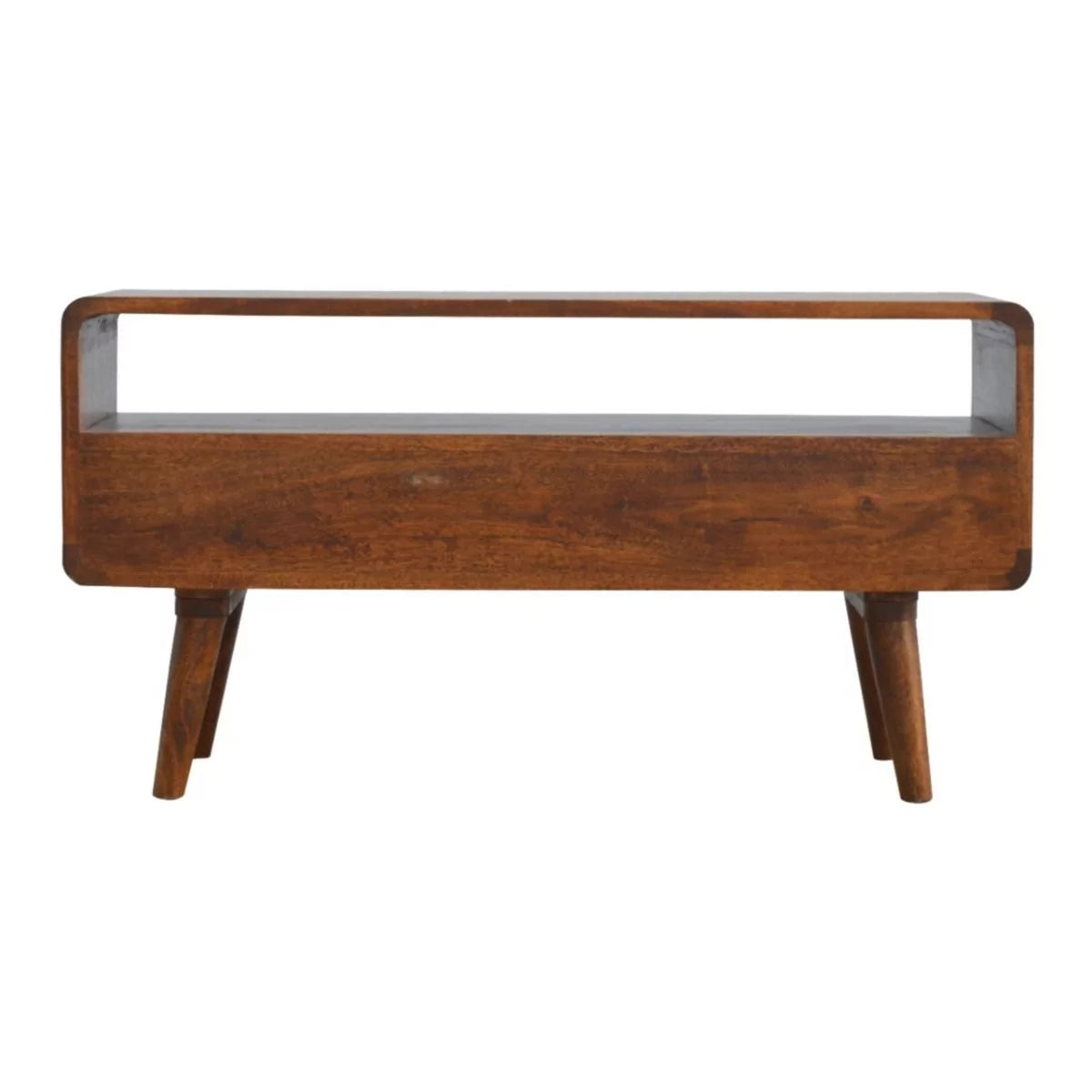 Nordic Style Legs Curved Tv Media Unit - Chestnut