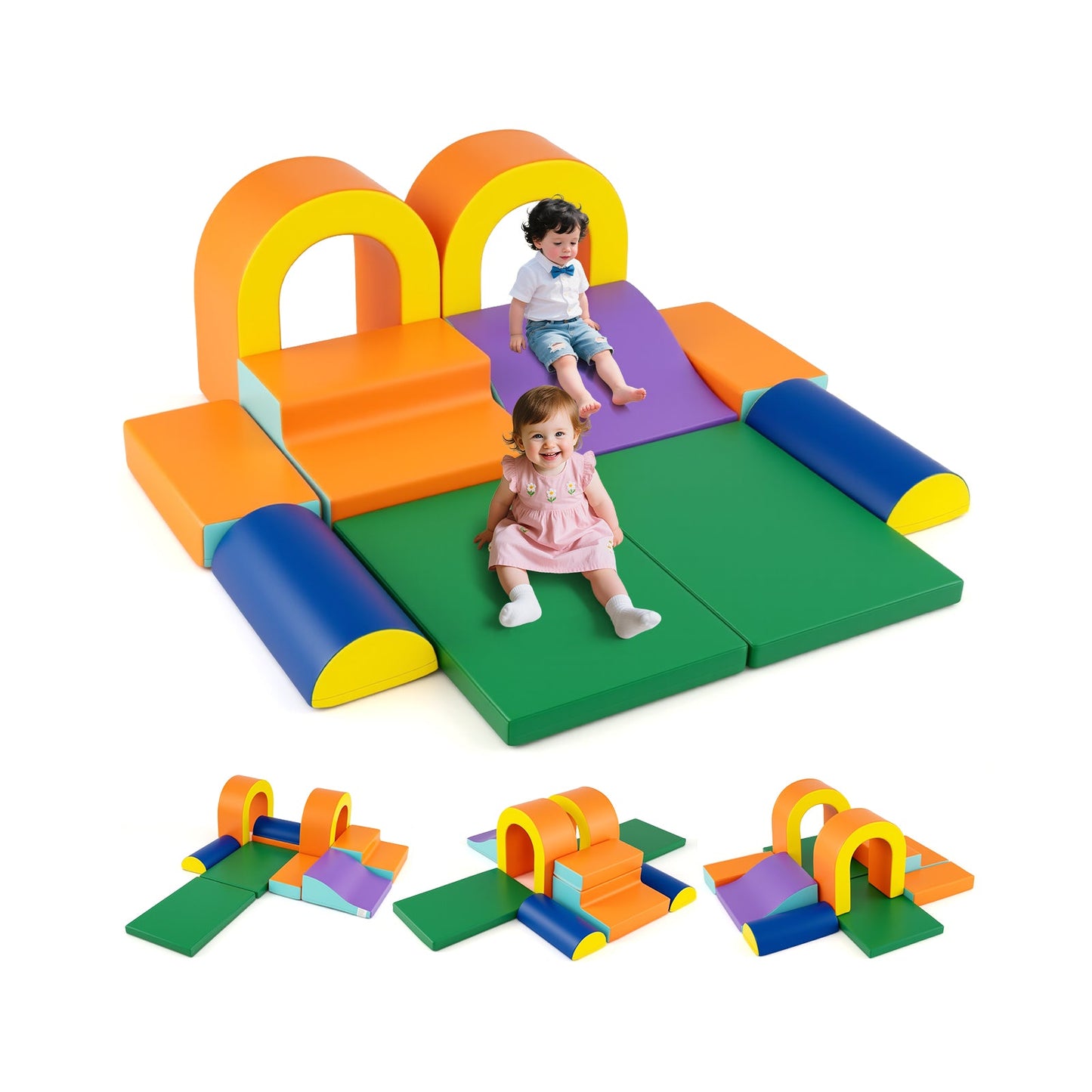 10-Piece Foam Climbing Blocks for Crawling Climbing and Sliding-Orange