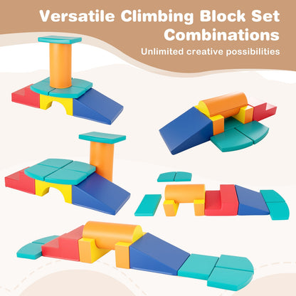 10 Pieces Foam Climbing Blocks Set with PU Leather Surface for 1-3 Years Old-Colourful