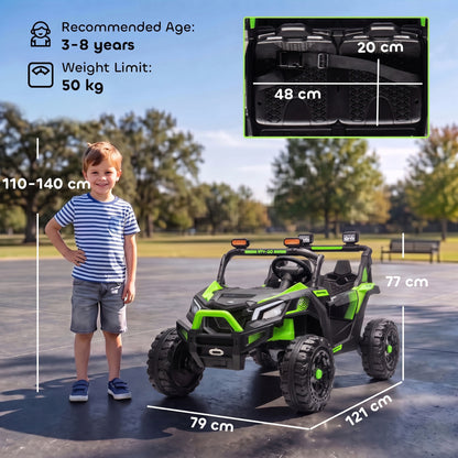 AIYAPLAY 24V 2 Seater Ride On Truck Car for Big Kids with Remote Control, Dual Motors, 4-Wheel Suspension for Ages 3-8, Green