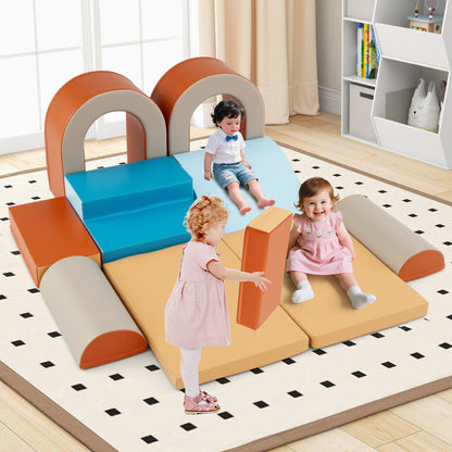 10-Piece Foam Climbing Blocks for Crawling Climbing and Sliding-Coffee