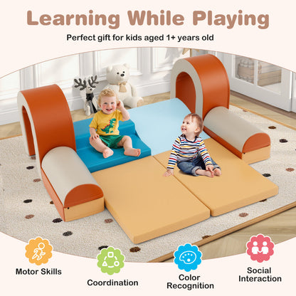 10-Piece Foam Climbing Blocks for Crawling Climbing and Sliding-Coffee