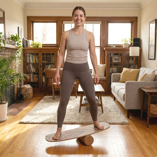 11-Ply Wood Balance Board with Cork Roller for Adults-Colorful