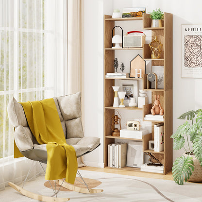 11-Shelf Wooden Bookshelf with 2 Anti-Tipping Kits-Natural