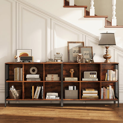 110 CM 6 Cube Bookcase with Heavy-Duty Metal Frame for Home Office-Rustic Brown