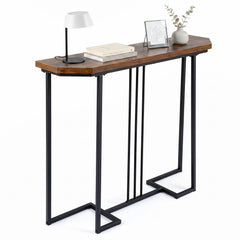 110 CM Narrow Entryway Table with Faux Marble Top for Living Room-Coffee