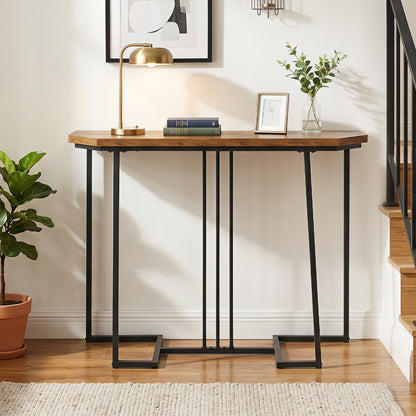 110 CM Narrow Entryway Table with Faux Marble Top for Living Room-Coffee