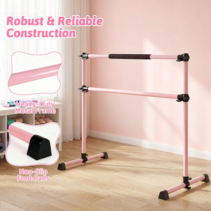 110 KG Max Load Adjustable Ballet Barre and Folding Gymnastics Mat Pink